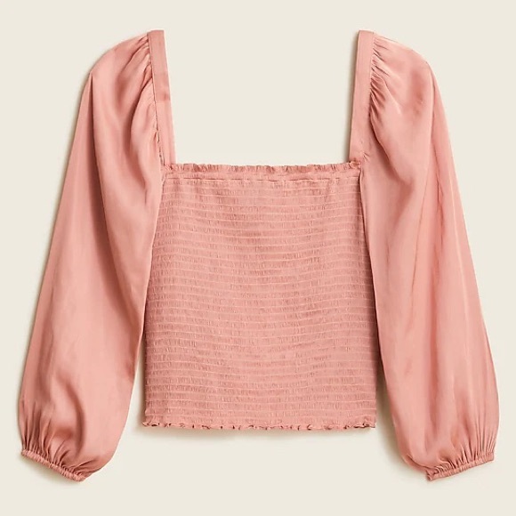 J. Crew Tops - J. Crew Squareneck Smocked Featherweight Satin Top - Size Large